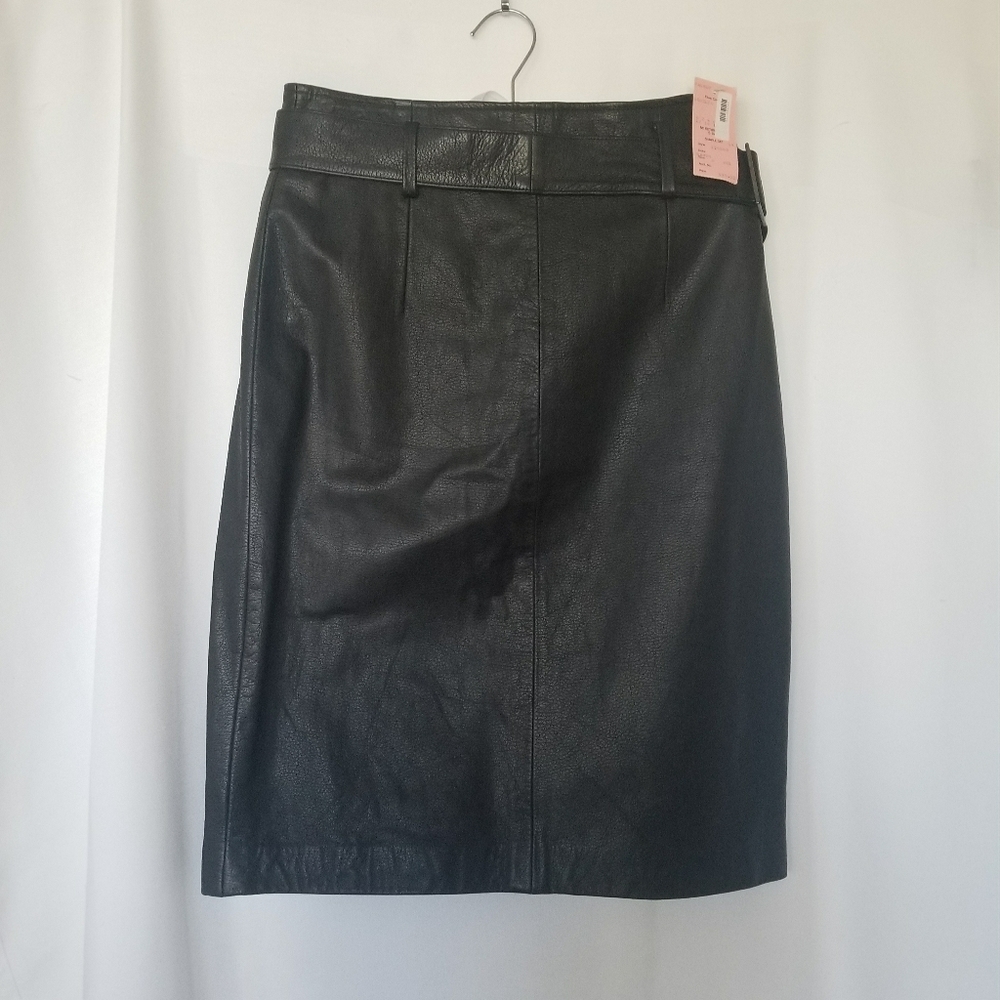 NWT Carlisle 100% Leather Belted Skirt Size 6